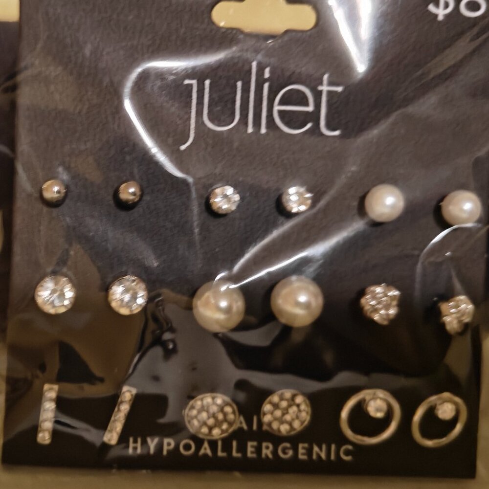 Juliet Hypoallergenic 9pk of Silver Stud Earrings. Brand New